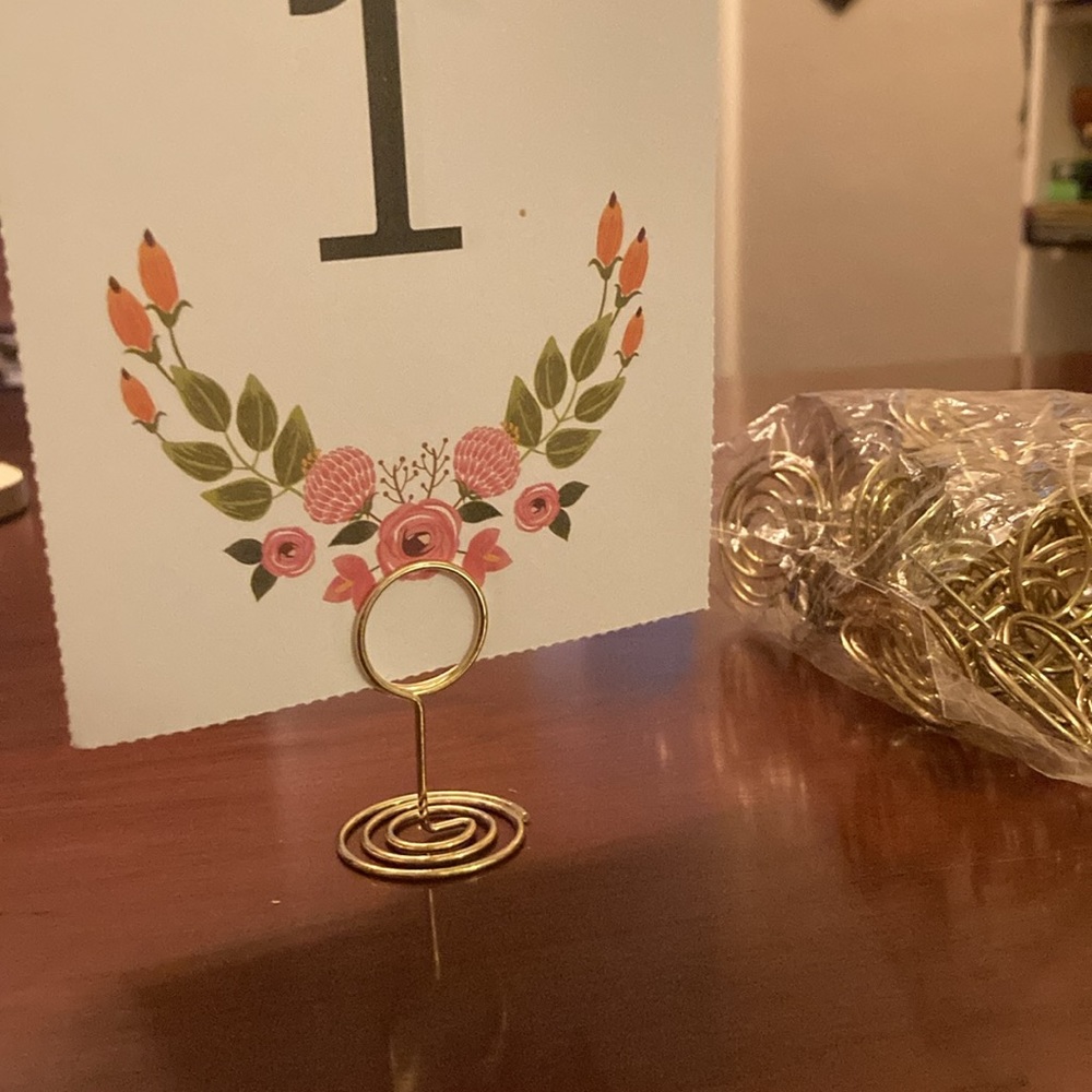 24 Gold Metal Wedding Party Place Card Holders